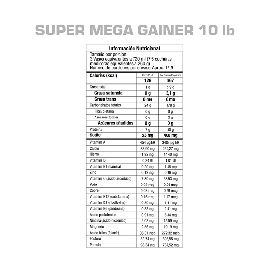 SUPER MEGA GAINER 2lb-5lb-10lb GMN 6