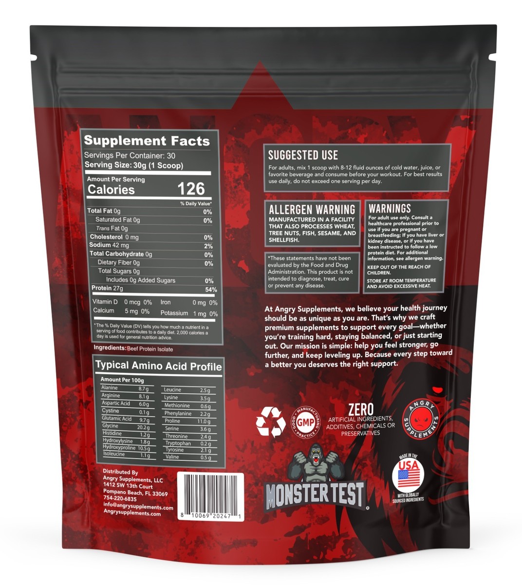 BEEF PROTEIN ISOLATE 2LB - ANGRY SUPPLEMENTS 2