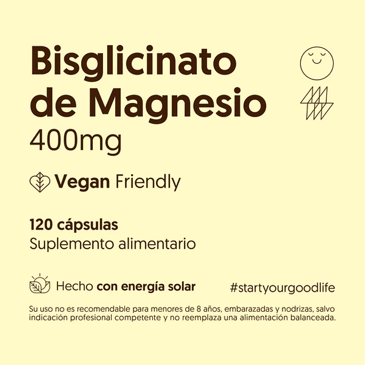 Bisglicinato de Magnesio 400mg 120 Capsulas Vegano 2