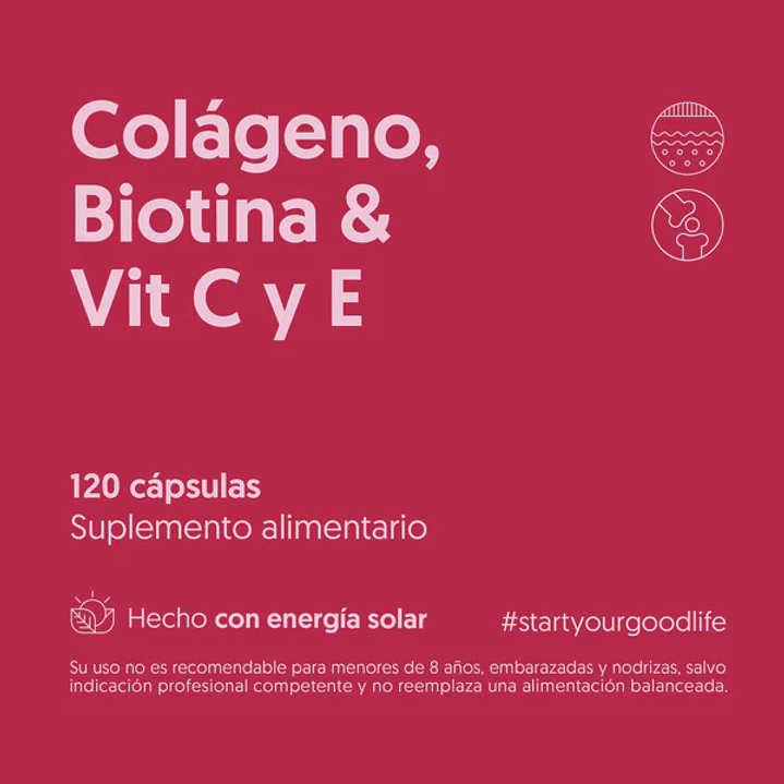 Colágeno Hidrolizado, Biotina& Vitamina C y E 120 Cápsulas 2