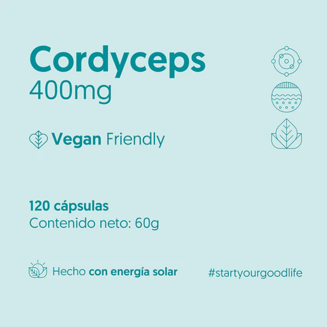 Hongo Cordyceps 400mg 120 Capsulas Vegano 2