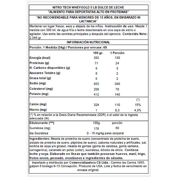 💪 Nitro-Tech 100% Whey Gold 5 lb – Dulce de Leche 2