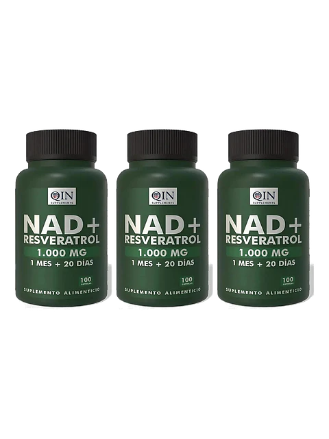 X3 Nad + Nicotinamide Resveratrol Premium 1000mg Qin — 300 cápsulas