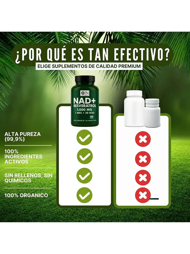X3 Nad + Nicotinamide Resveratrol Premium 1000mg Qin — 300 cápsulas 4