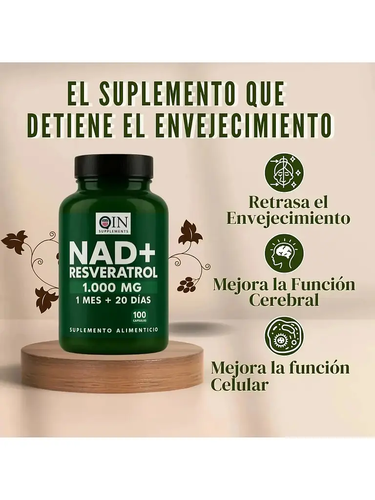Nad+ 1000mg Nicotinamide Antienvejecimiento Blanco — 60 cápsulas 2