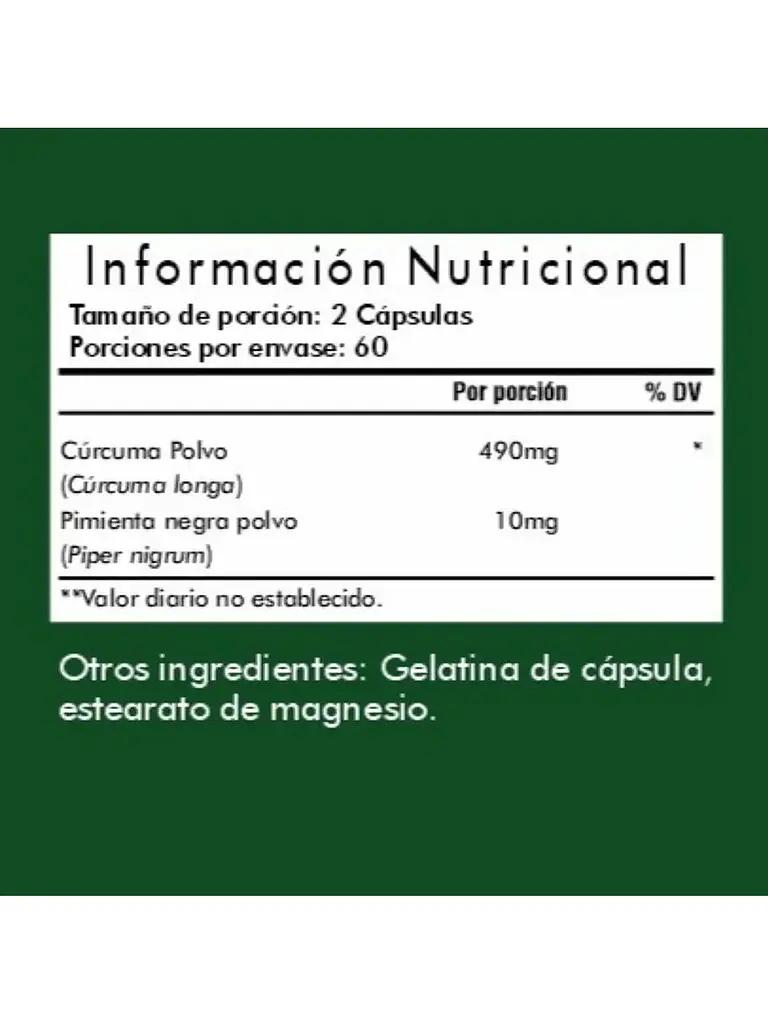 Cúrcuma Pimienta Negra Qin Supplements — 120 cápsulas 4