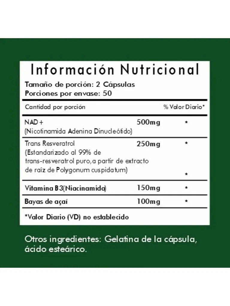 X3 Nad + Nicotinamide Resveratrol Premium 1000mg Qin — 300 cápsulas 7