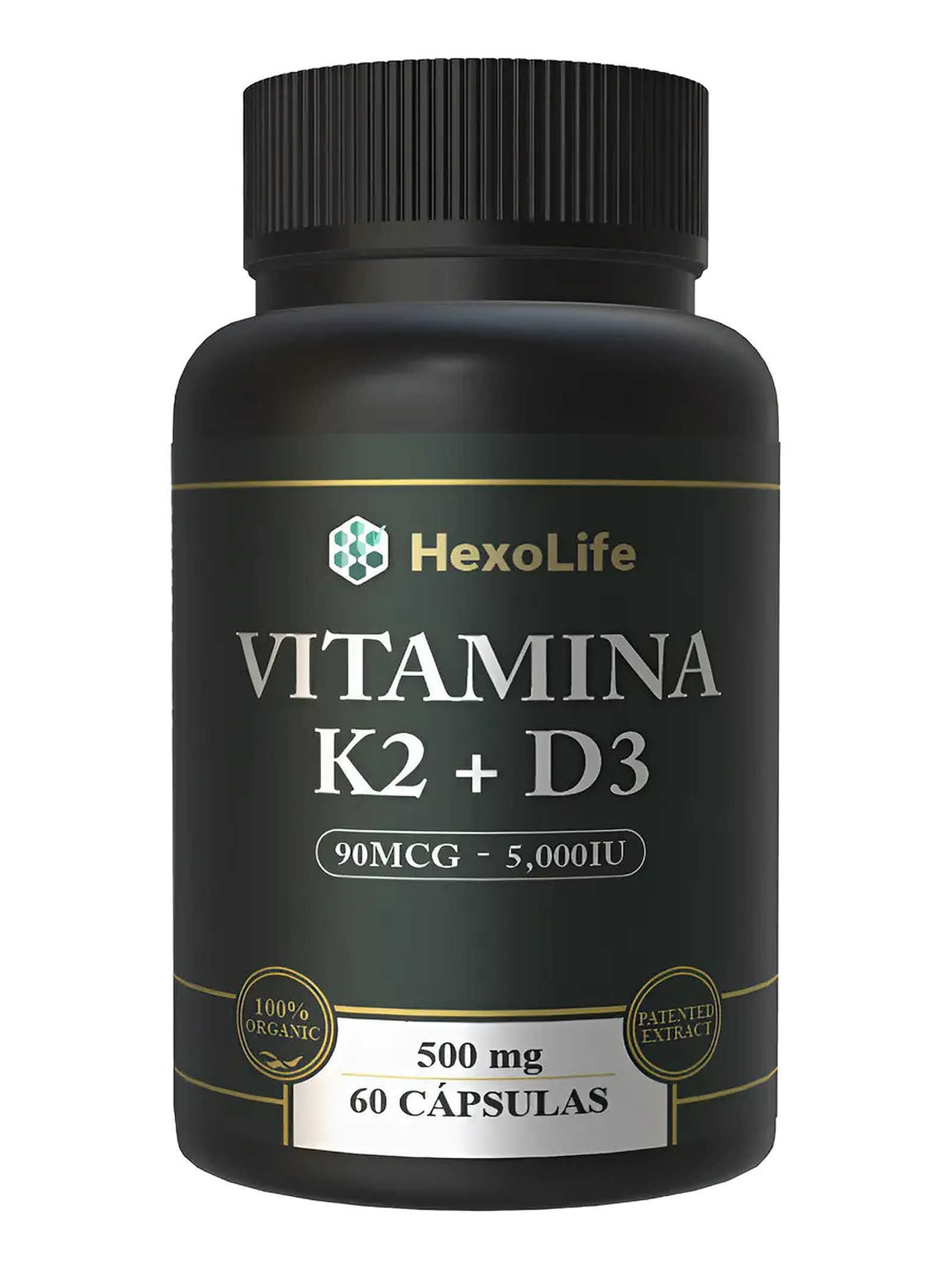 Vitamina K2 D3 Vegano y Libre de Gluten — 60 cápsulas