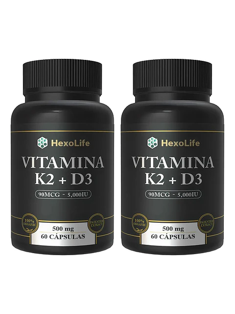 Vitamina K2 D3 Vegano y Libre de Gluten — 60 cápsulas