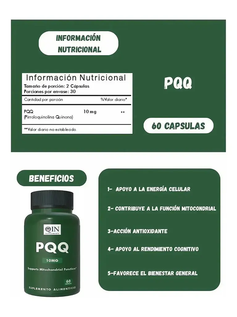 Pqq Pirroloquinolina Quinona Energía Celular Mitocondrias 6