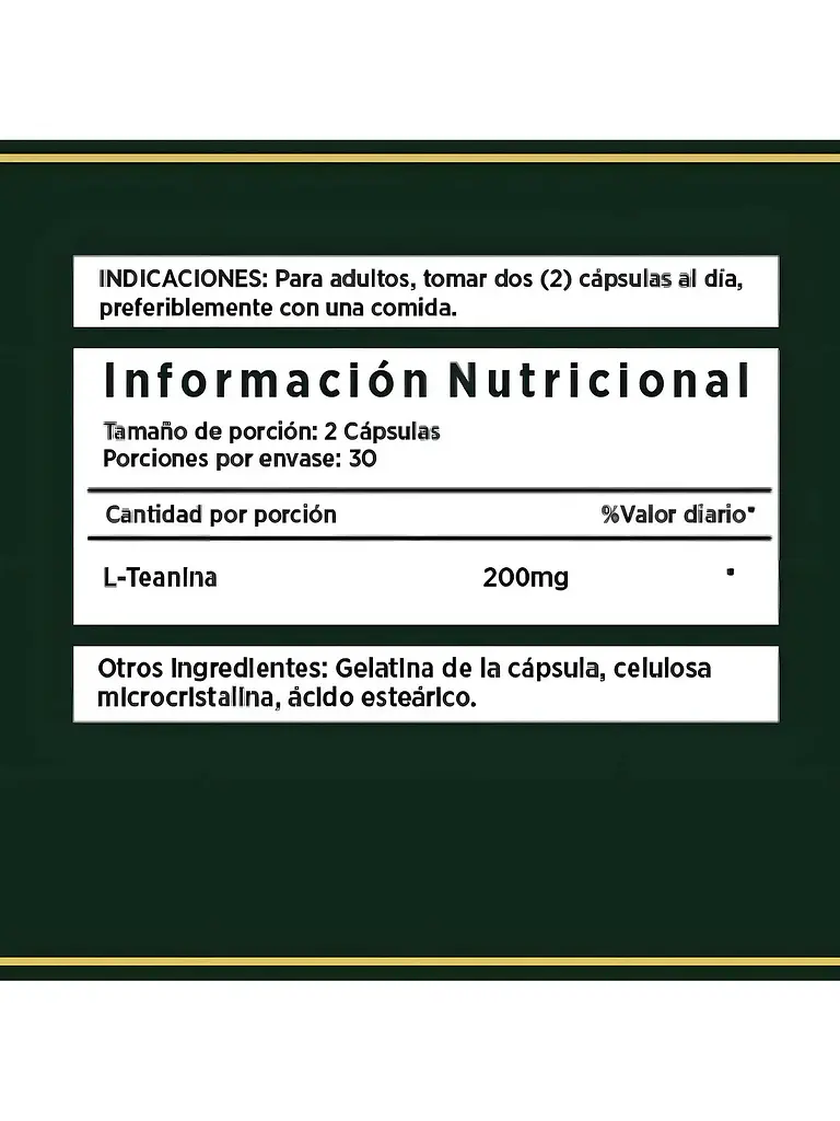 L Theanine De L-teanina Suplemento Calma Y Relaja — 60 cápsulas 3
