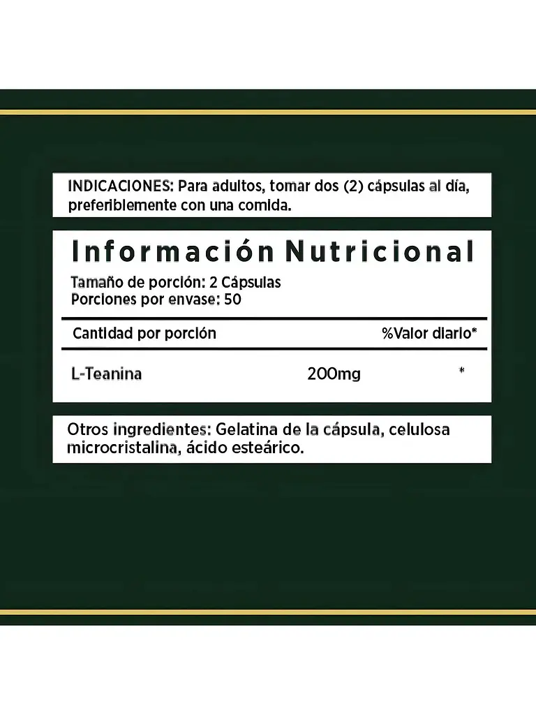 L Theanine De L-teanina Suplemento Calma Y Relaja — 100 cápsulas 2