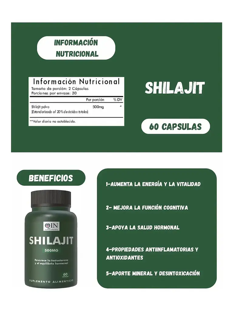 Shilajit 500mg Suplemento Qin Supplements — 60 cápsulas 4