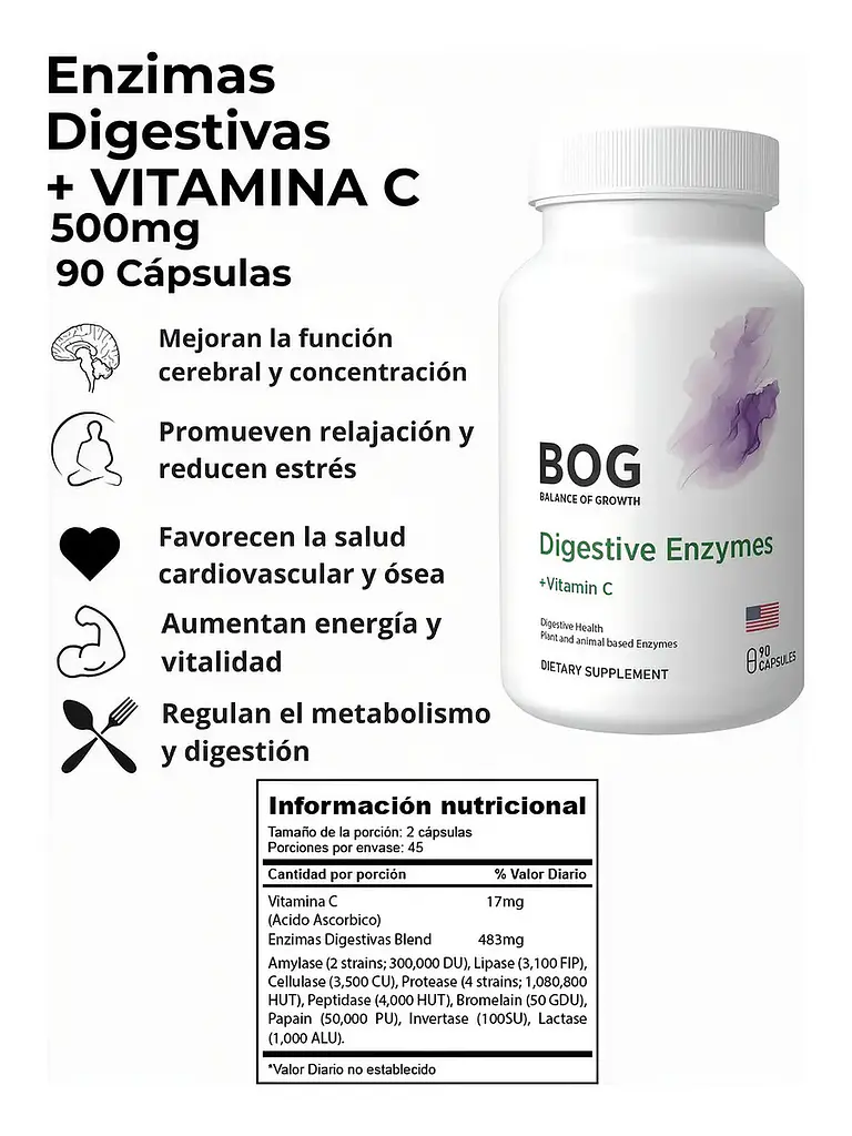 Enzimas Digestivas Nutricional Para Adelgazar — 180 cápsulas 3