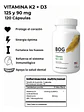 Vitamina K2 D3 Premium Bog Vegano Salud Ósea — 120 cápsulas - Miniatura 3