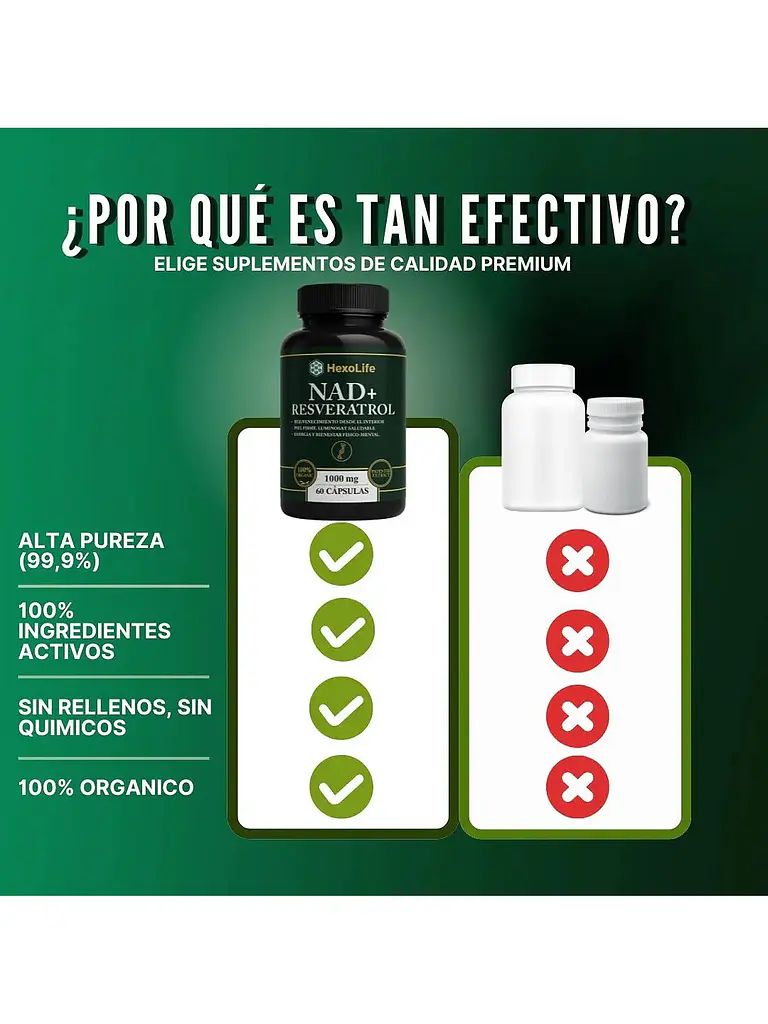X3 Nad+ Resveratrol 1000mg Nutritional — 300 cápsulas 6