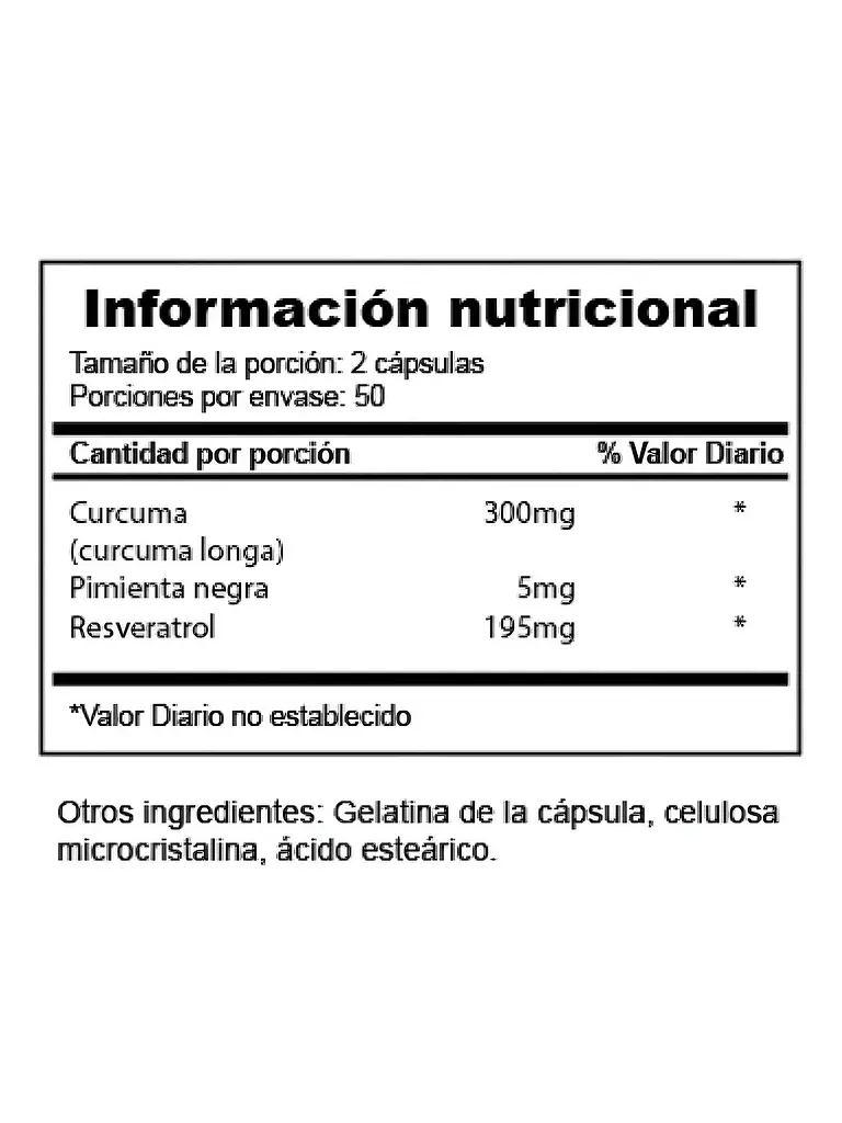 X2 Cúrcuma + Pimienta + Resveratrol Premium 500mg — 200 cápsulas 2