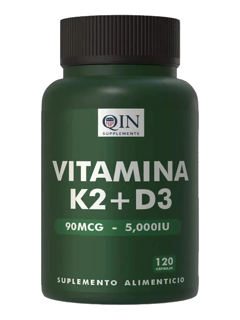 Vitamina K2+d3 Premium Qin Supplements — 120 cápsulas