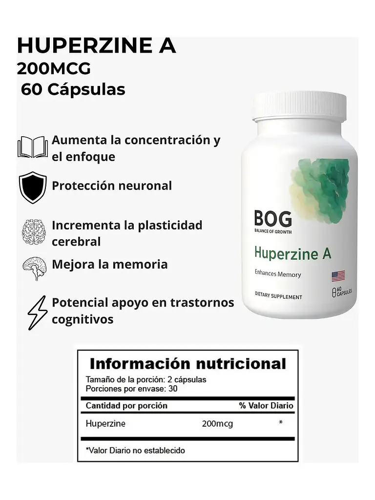 Huperzine A Potencia Mental — 60 cápsulas 2