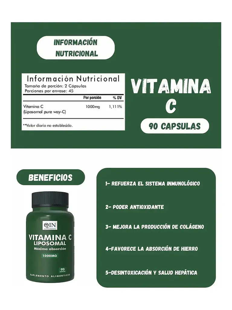 Vitamina C Liposomal 1000 Mg Máxima Absorción — 180 cápsulas 5