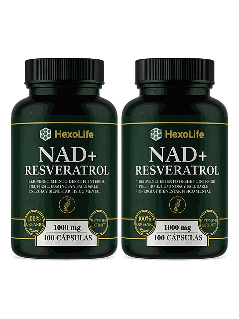Pack X2 Nad + Nicotinamide Resveratrol Premium 1000mg — 200 cápsulas