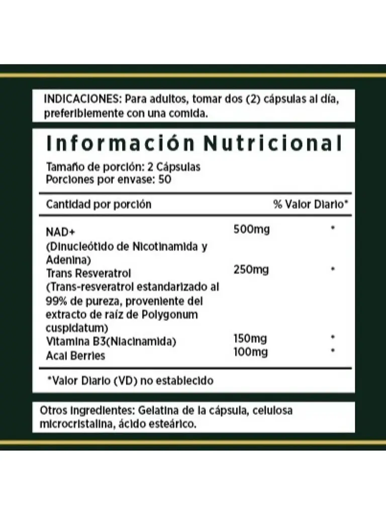 Pack X2 Nad + Nicotinamide Resveratrol Premium 1000mg — 200 cápsulas 2