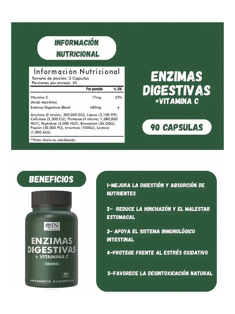 Enzimas Digestivas Para Adelgazar — 180 cápsulas 3