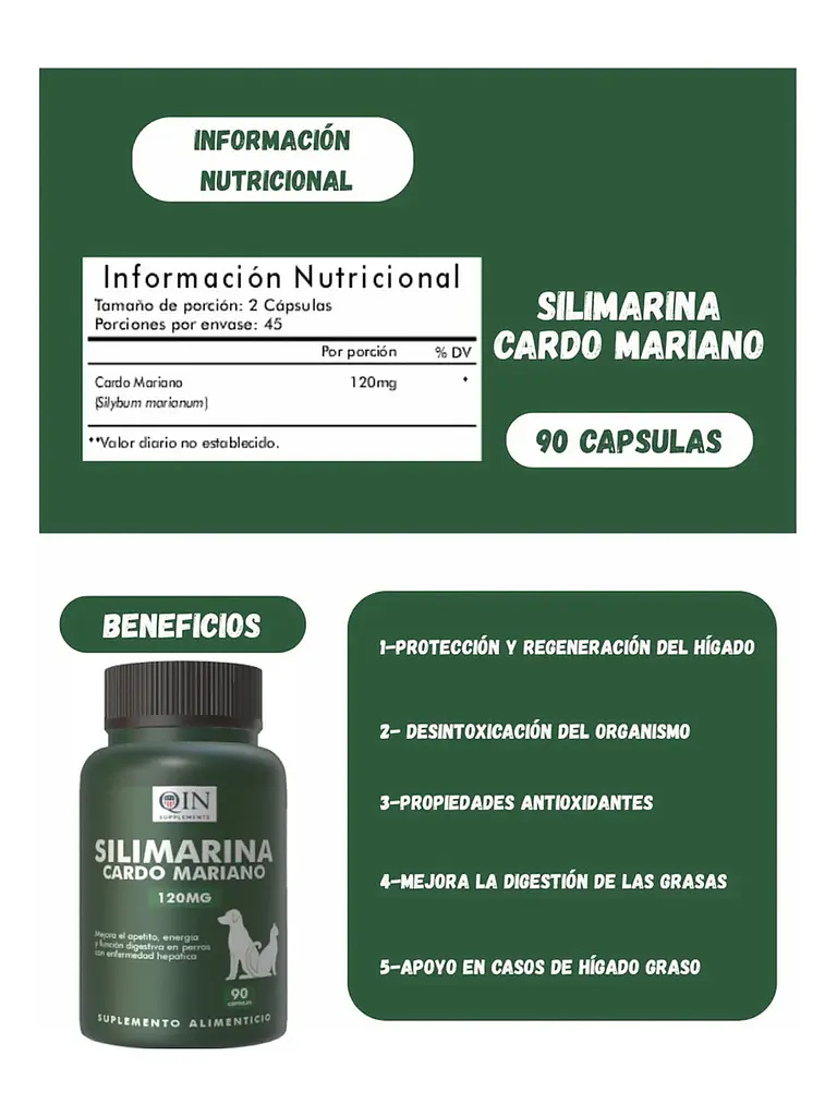 Silimarina Suplemento Perro Y Gato Qin Supplements — 90 cápsulas 6