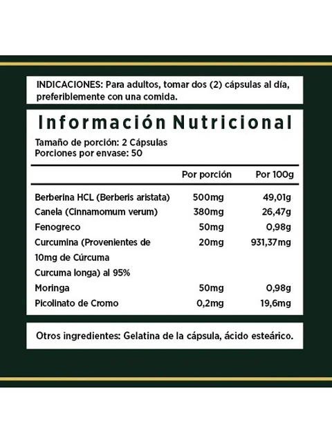 Berberina 500mg Berberine — 100 cápsulas