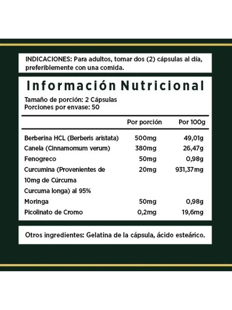 Berberina 500mg Berberine — 100 cápsulas 2