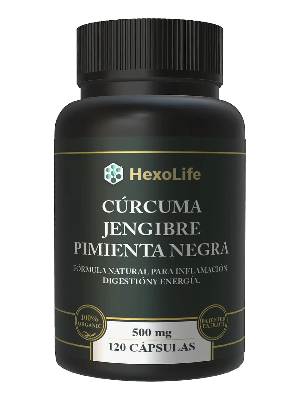 Cúrcuma + Jengibre + Pimienta Negra Premium — 120 cápsulas 1