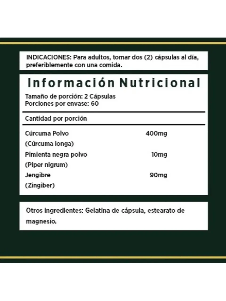 Cúrcuma + Jengibre + Pimienta Negra Premium — 120 cápsulas 3
