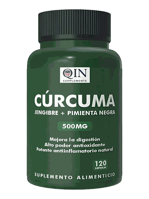 Cúrcuma + Jengibre + Pimienta Negra Qin — 120 cápsulas