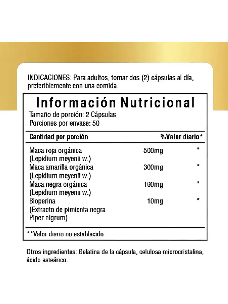 Maca Peruana Capsulas (alta Potencia) — 100 cápsulas 2