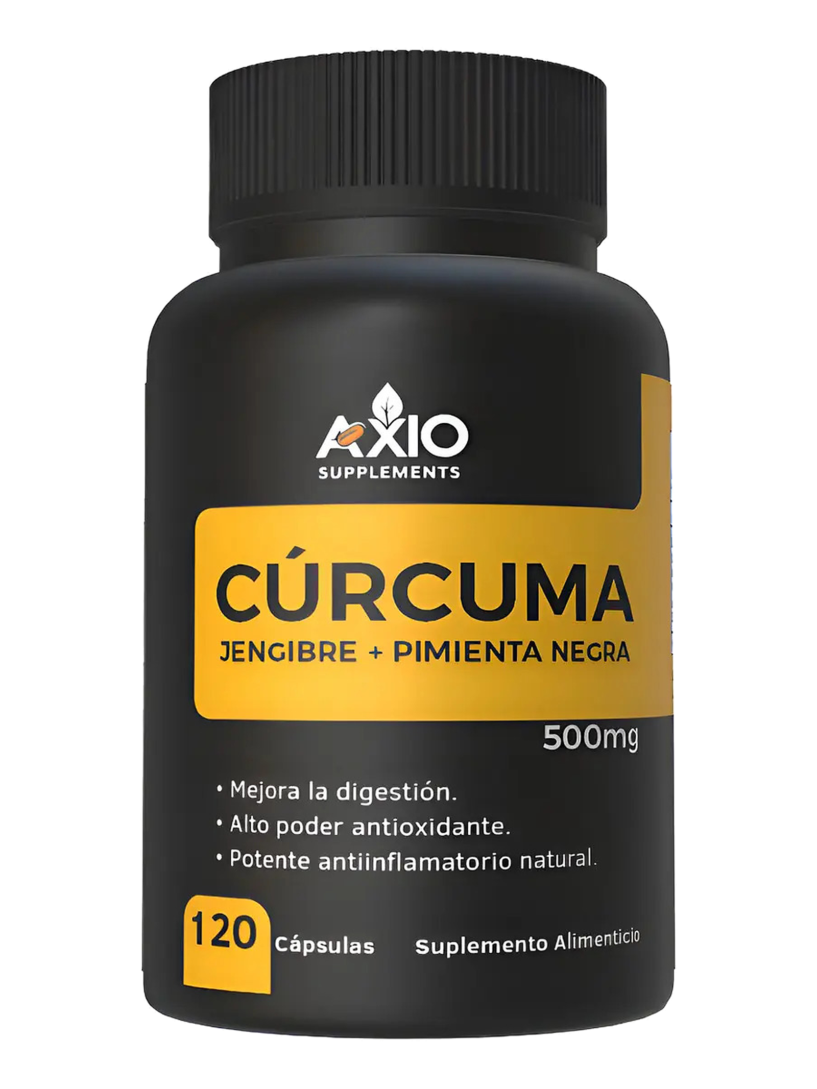 Cúrcuma + Jengibre + Pimienta Negra — 120 cápsulas