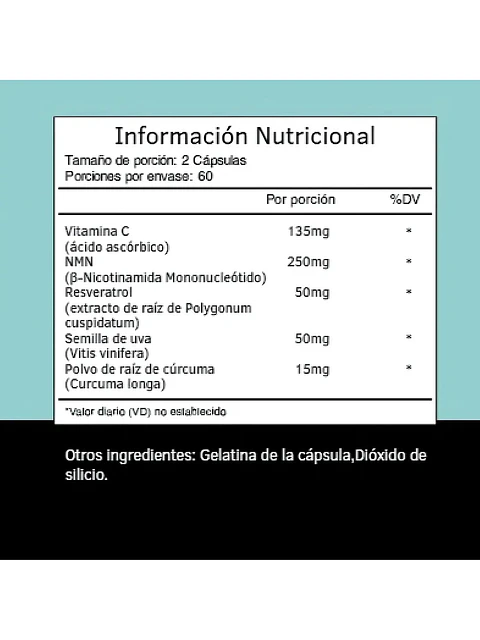 Nmn Nicotinamide & Resveratrol para Vitalidad y Bienestar — 120 cápsulas