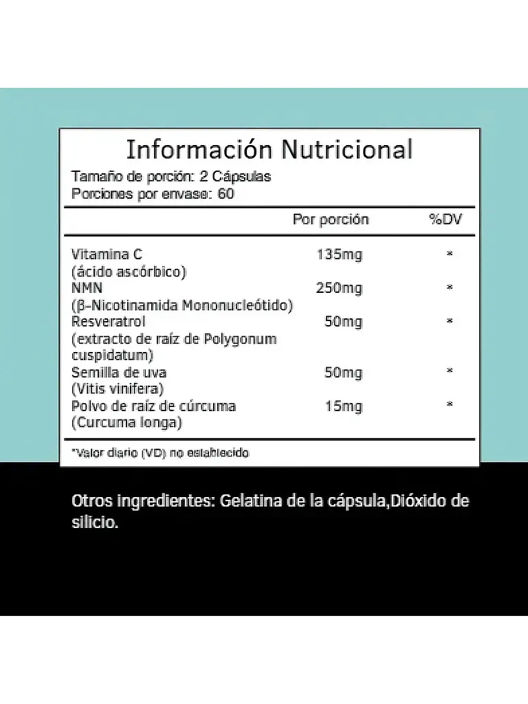 Nmn Nicotinamide & Resveratrol para Vitalidad y Bienestar — 120 cápsulas 2