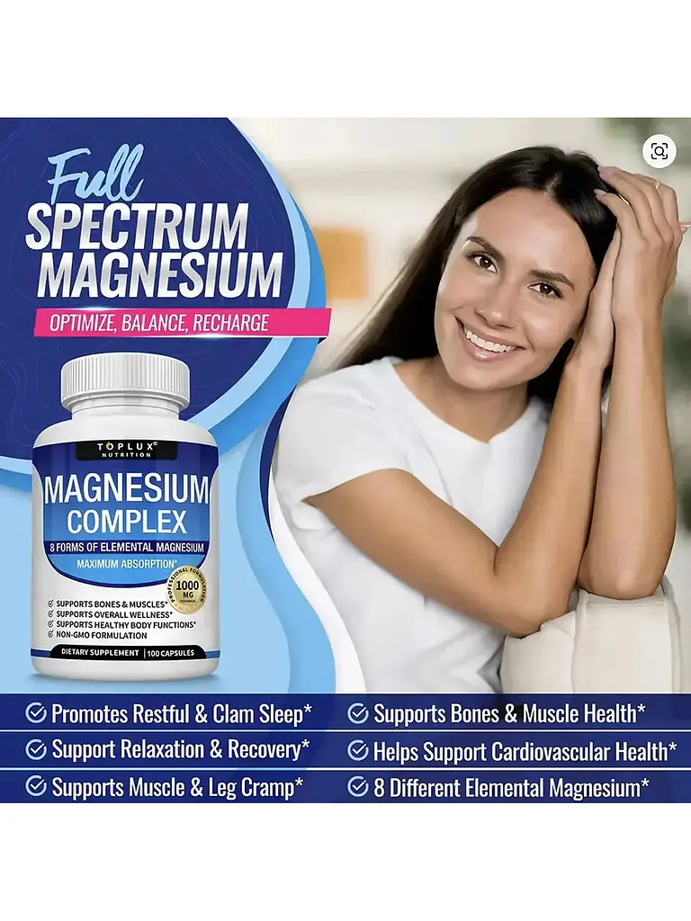 Magnesio Triple Complex Toplux de 1000 mg — 100 cápsulas 3