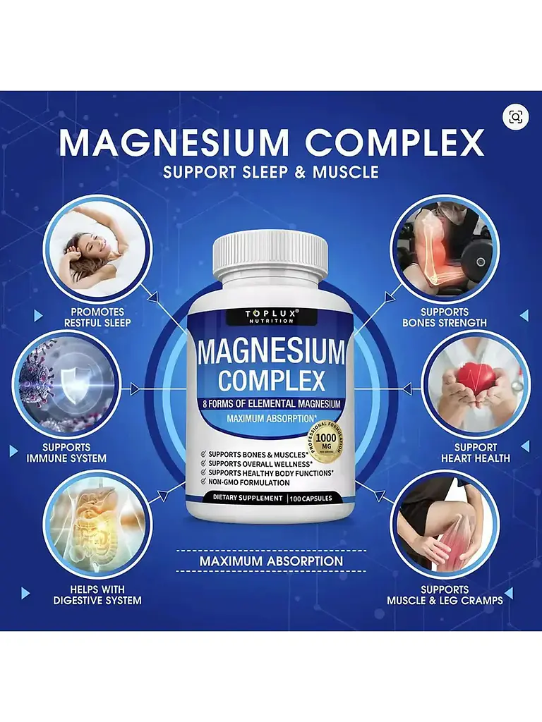 Magnesio Triple Complex Toplux de 1000 mg — 100 cápsulas 4