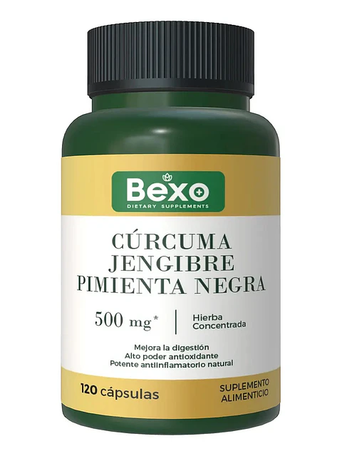 Cúrcuma + Jengibre + Pimienta Negra 2 Frascos — 120 cápsulas