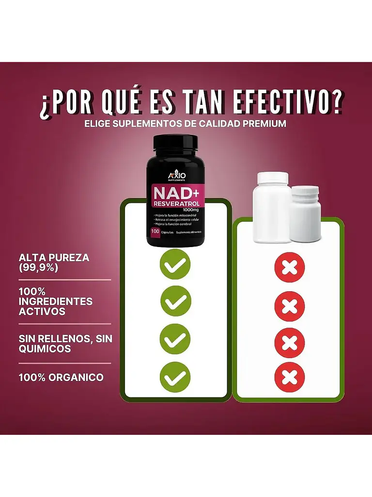 Pack x3 - NAD+ Resveratrol 1000mg Energía Celular — 300 cápsulas 3