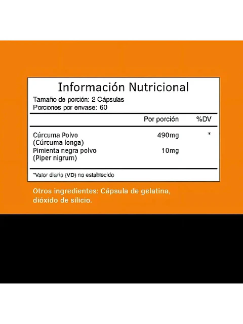 Cúrcuma + Pimienta Negra Antioxidantes — 120 cápsulas