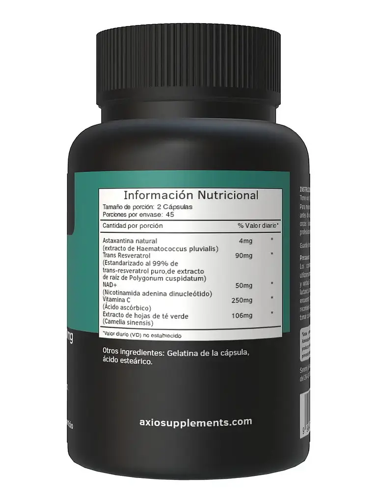 Astaxantina + Resveratrol + Nad + Vitamina C + Te Verde — 90 cápsulas 3