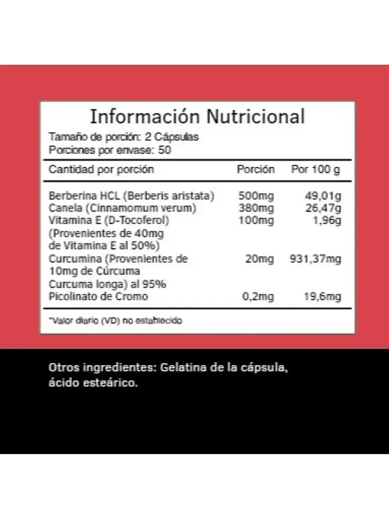 Berberina 500mg Berberine — 100 cápsulas 2
