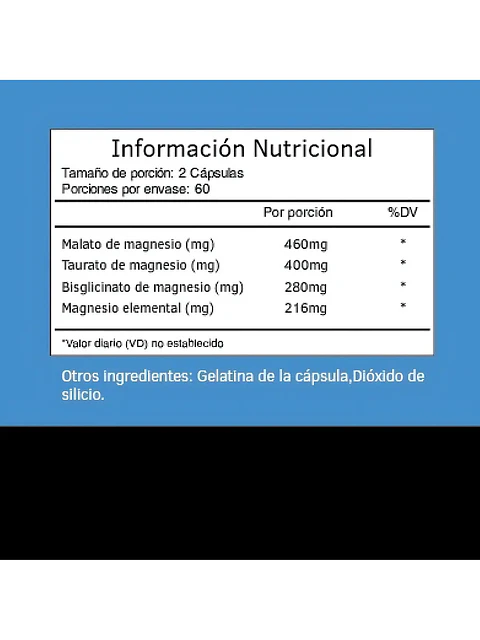 Magnesio Bisglicinato, Triple Magnesio Premium 500 mg con bisglicinato, malato y taurato — 120 cápsulas