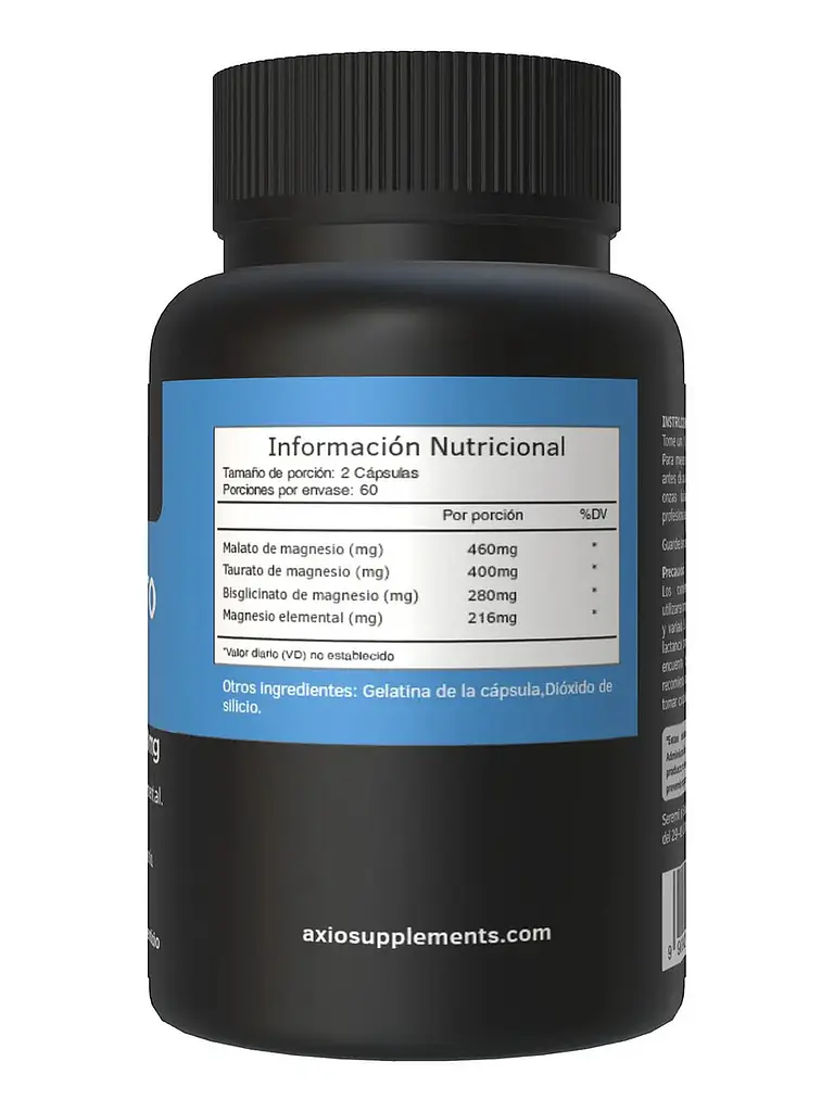 Magnesio Bisglicinato, Triple Magnesio Premium 500 mg con bisglicinato, malato y taurato — 120 cápsulas 3