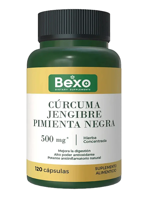 Cúrcuma + Jengibre + Pimienta Negra 1 Pote — 120 cápsulas