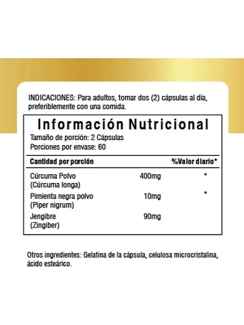Cúrcuma + Jengibre + Pimienta Negra 1 Pote — 120 cápsulas