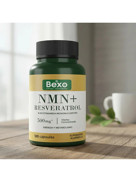 NMN Nicotinamide & Resveratrol Bexo Cápsulas Antioxidantes — 120 cápsulas