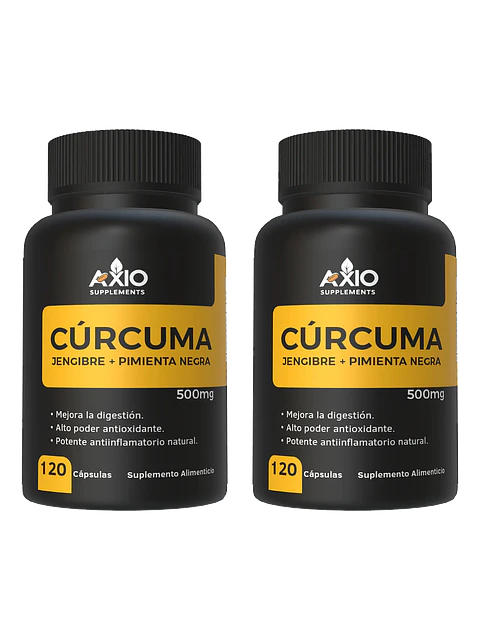 Cúrcuma + Jengibre + Pimienta Negra - 2 Frascos — 240 cápsulas